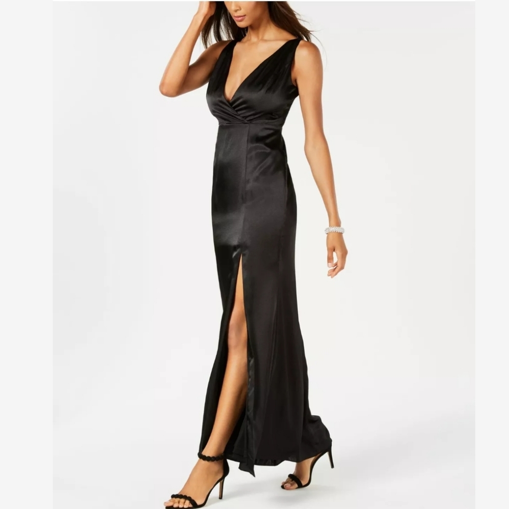 Adrianna Papell Sexy Black Sleeveless Slit Gown 18 - Picture 3 of 8